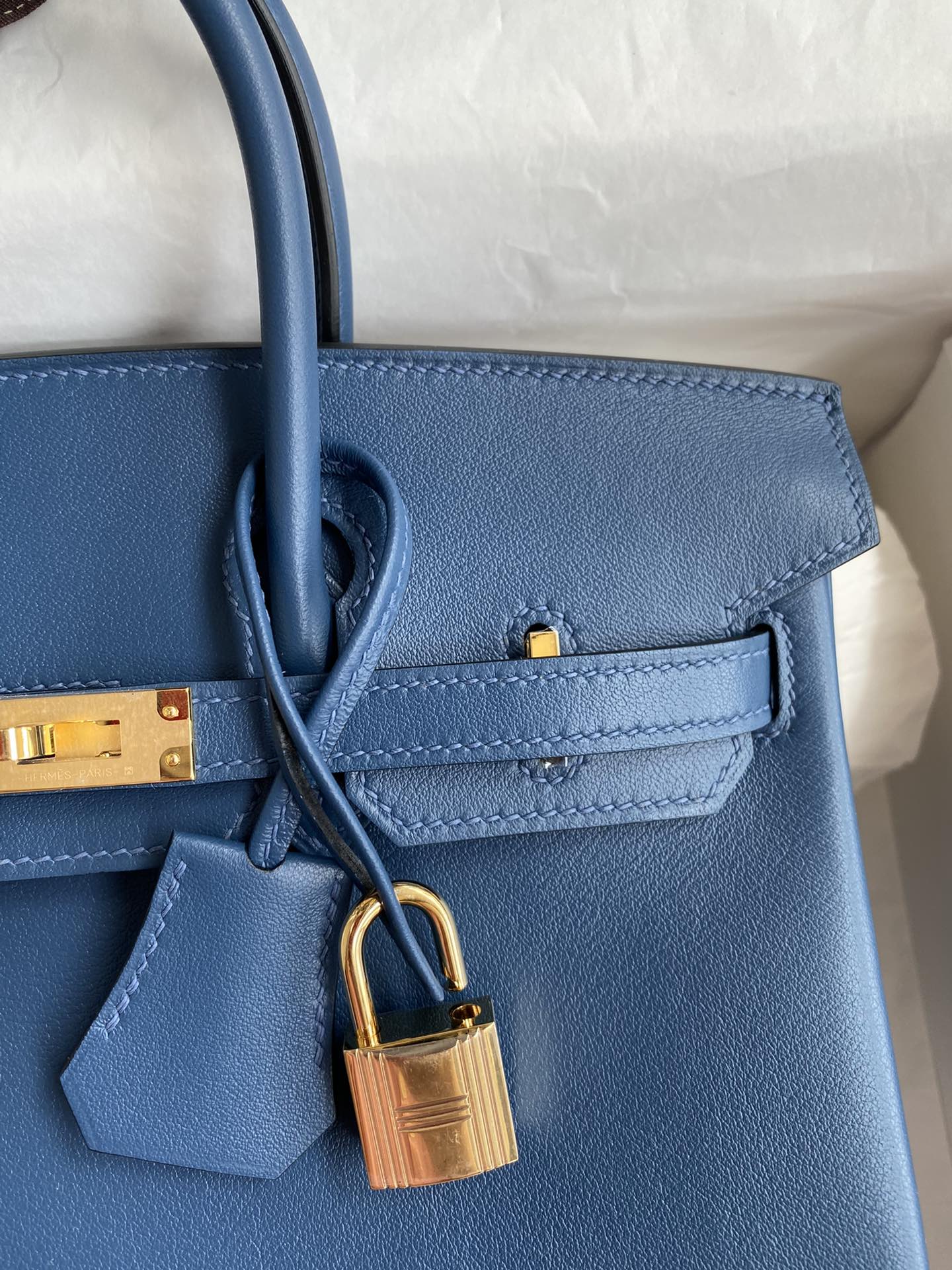 Hermes Birkin 30CM Swift Leather Handbag Blue